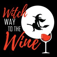 Women Witch Way To The Wine Halloween Witch Wine Vneck Pajama Set