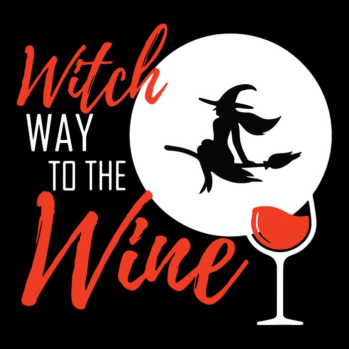 Women Witch Way To The Wine Halloween Witch Wine Vneck Pajama Set