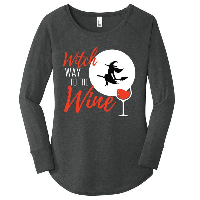 Women Witch Way To The Wine Halloween Witch Wine Vneck Women's Perfect Tri Tunic Long Sleeve Shirt