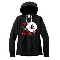 Women Witch Way To The Wine Halloween Witch Wine Vneck Women's Fleece Hoodie