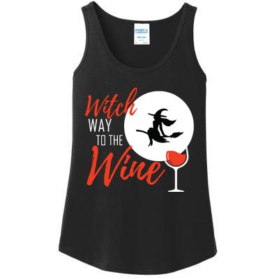 Women Witch Way To The Wine Halloween Witch Wine Vneck Ladies Essential Tank