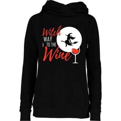 Women Witch Way To The Wine Halloween Witch Wine Vneck Womens Funnel Neck Pullover Hood