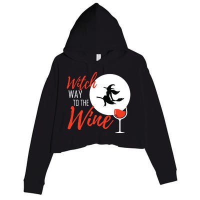 Women Witch Way To The Wine Halloween Witch Wine Vneck Crop Fleece Hoodie