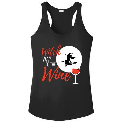 Women Witch Way To The Wine Halloween Witch Wine Vneck Ladies PosiCharge Competitor Racerback Tank