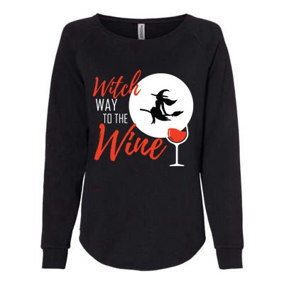 Women Witch Way To The Wine Halloween Witch Wine Vneck Womens California Wash Sweatshirt