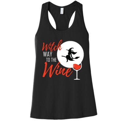 Women Witch Way To The Wine Halloween Witch Wine Vneck Women's Racerback Tank