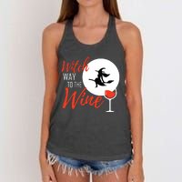 Women Witch Way To The Wine Halloween Witch Wine Vneck Women's Knotted Racerback Tank