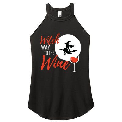 Women Witch Way To The Wine Halloween Witch Wine Vneck Women's Perfect Tri Rocker Tank