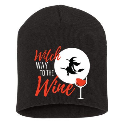 Women Witch Way To The Wine Halloween Witch Wine Vneck Short Acrylic Beanie