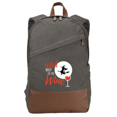 Women Witch Way To The Wine Halloween Witch Wine Vneck Cotton Canvas Backpack