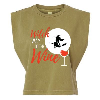 Women Witch Way To The Wine Halloween Witch Wine Vneck Garment-Dyed Women's Muscle Tee