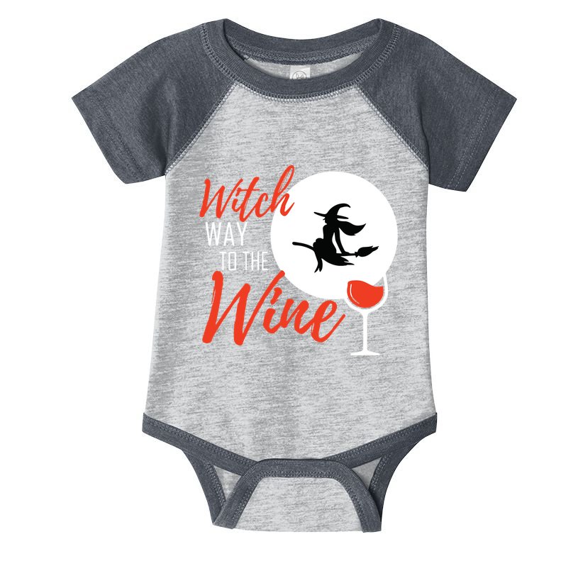 Women Witch Way To The Wine Halloween Witch Wine Vneck Infant Baby Jersey Bodysuit