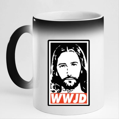 WWJD What Would Jesus Do Poster Design 11oz Black Color Changing Mug