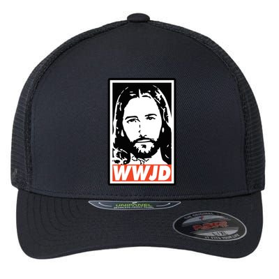 WWJD What Would Jesus Do Poster Design Flexfit Unipanel Trucker Cap