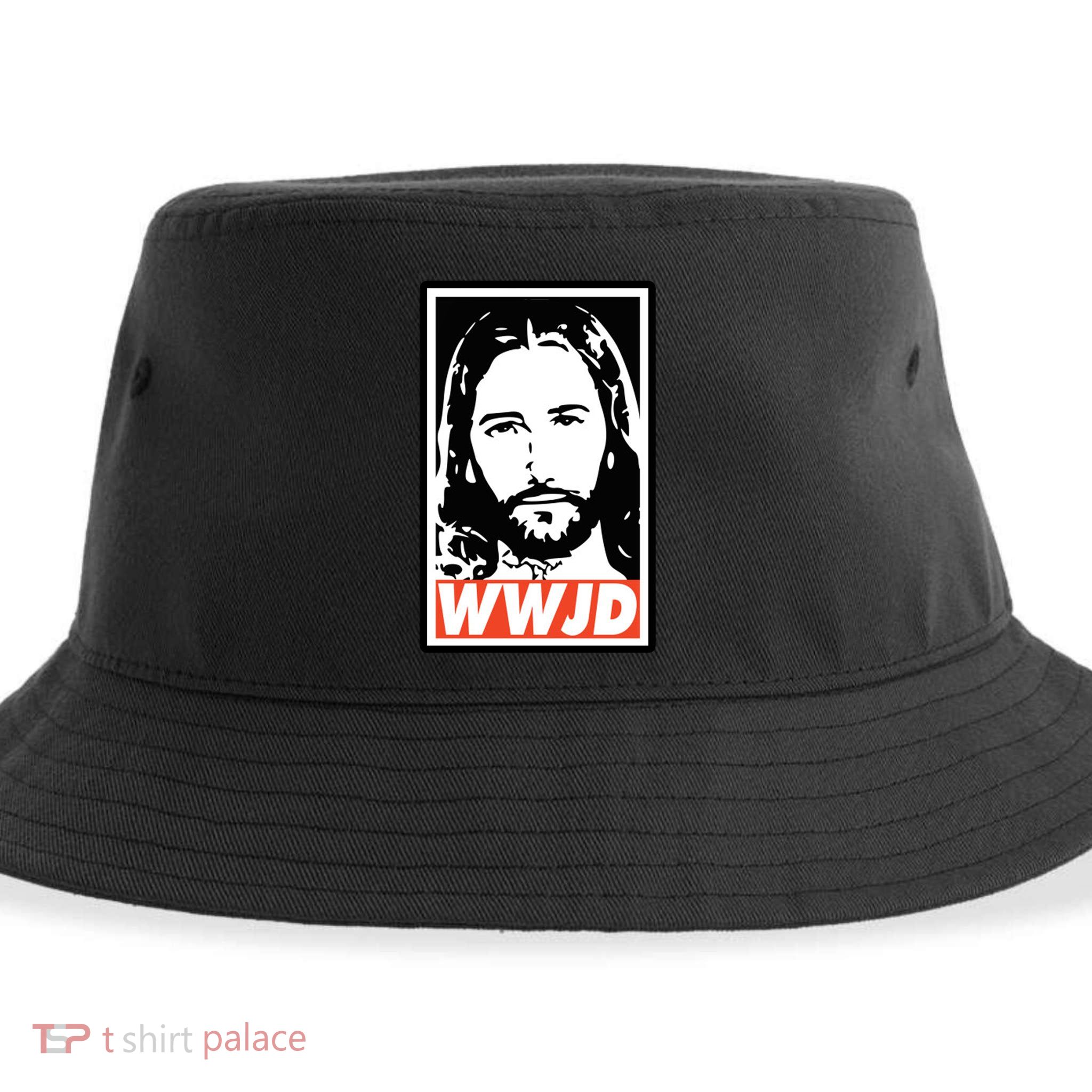 WWJD What Would Jesus Do Poster Design Sustainable Bucket Hat