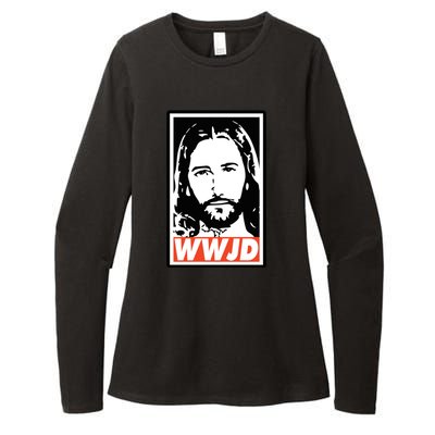 WWJD What Would Jesus Do Poster Design Womens CVC Long Sleeve Shirt