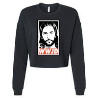 WWJD What Would Jesus Do Poster Design Cropped Pullover Crew