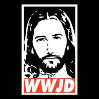 WWJD What Would Jesus Do Poster Design Cropped Pullover Crew
