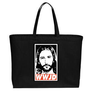 WWJD What Would Jesus Do Poster Design Cotton Canvas Jumbo Tote