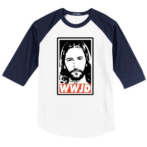 WWJD What Would Jesus Do Poster Design Baseball Sleeve Shirt