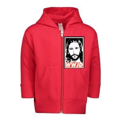 WWJD What Would Jesus Do Poster Design Toddler Zip Fleece Hoodie