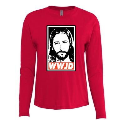 WWJD What Would Jesus Do Poster Design Womens Cotton Relaxed Long Sleeve T-Shirt