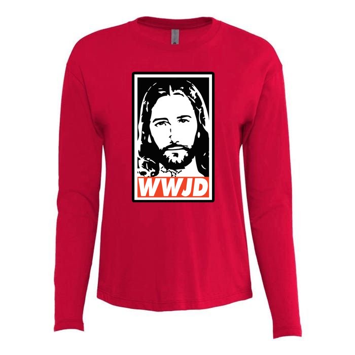 WWJD What Would Jesus Do Poster Design Womens Cotton Relaxed Long Sleeve T-Shirt