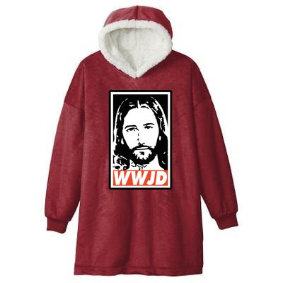 WWJD What Would Jesus Do Poster Design Hooded Wearable Blanket