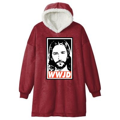 WWJD What Would Jesus Do Poster Design Hooded Wearable Blanket