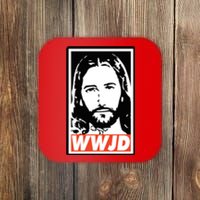 WWJD What Would Jesus Do Poster Design Coaster