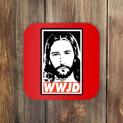 WWJD What Would Jesus Do Poster Design Coaster