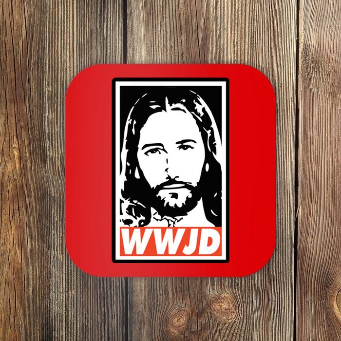 WWJD What Would Jesus Do Poster Design Coaster