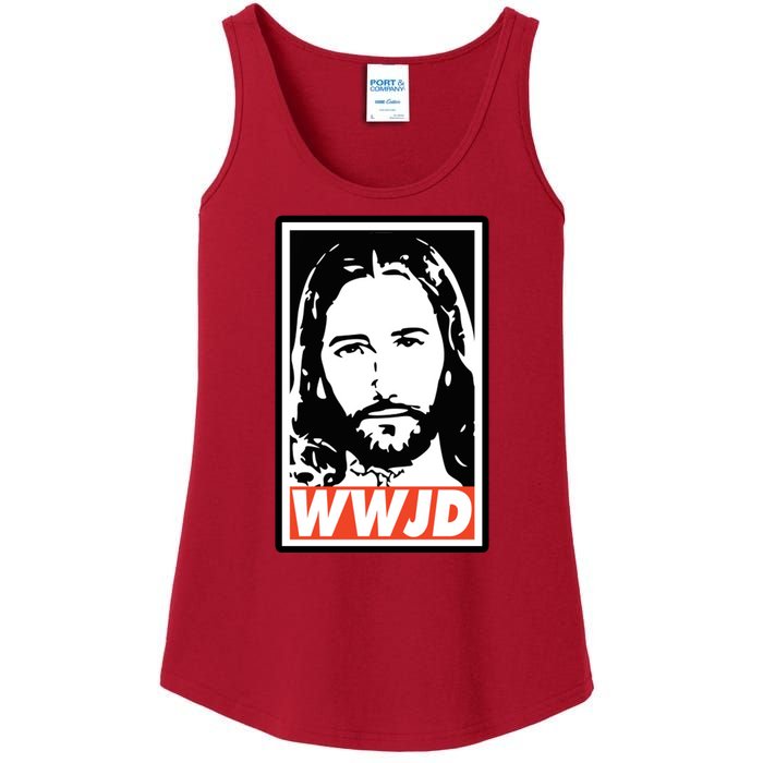 WWJD What Would Jesus Do Poster Design Ladies Essential Tank