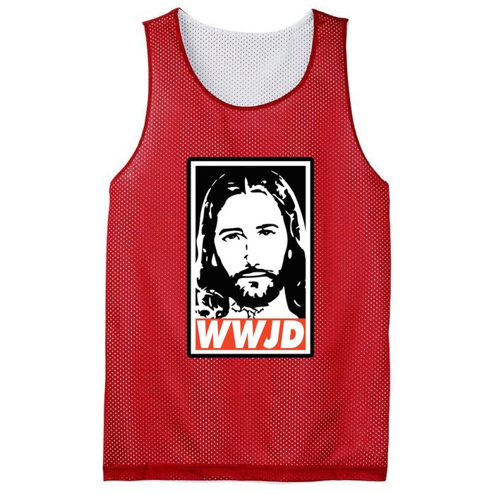 WWJD What Would Jesus Do Poster Design Mesh Reversible Basketball Jersey Tank