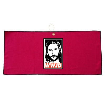 WWJD What Would Jesus Do Poster Design Large Microfiber Waffle Golf Towel