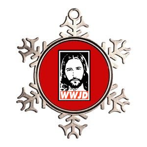 WWJD What Would Jesus Do Poster Design Metallic Star Ornament