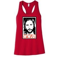 WWJD What Would Jesus Do Poster Design Women's Racerback Tank