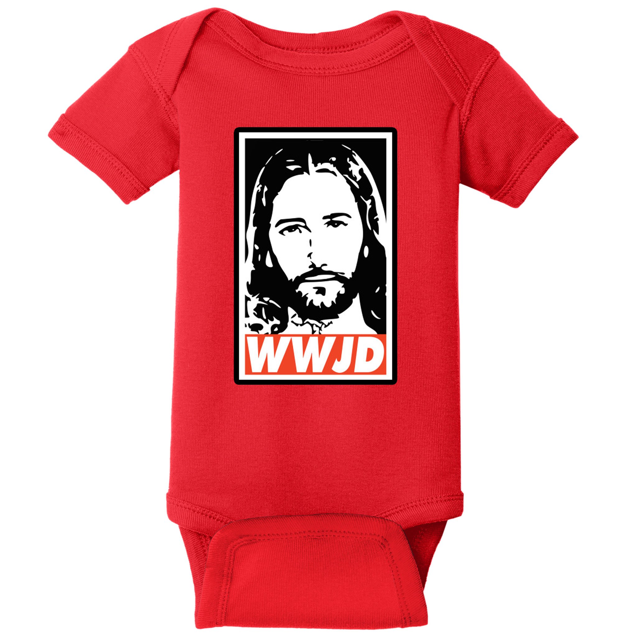 WWJD What Would Jesus Do Poster Design Baby Bodysuit