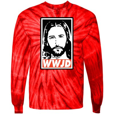 WWJD What Would Jesus Do Poster Design Tie-Dye Long Sleeve Shirt