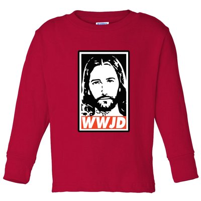 WWJD What Would Jesus Do Poster Design Toddler Long Sleeve Shirt