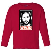 WWJD What Would Jesus Do Poster Design Toddler Long Sleeve Shirt