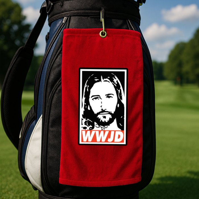 WWJD What Would Jesus Do Poster Design Golf Towel