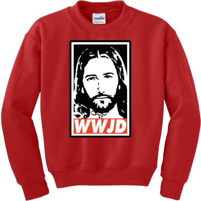 WWJD What Would Jesus Do Poster Design Kids Sweatshirt