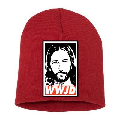 WWJD What Would Jesus Do Poster Design Short Acrylic Beanie