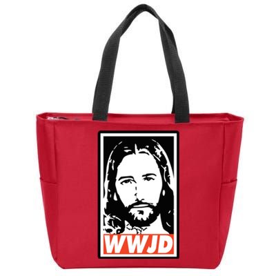 WWJD What Would Jesus Do Poster Design Zip Tote Bag