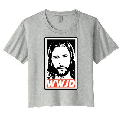 WWJD What Would Jesus Do Poster Design Women's Crop Top Tee