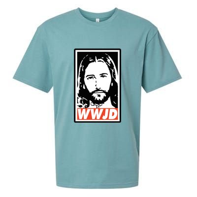 WWJD What Would Jesus Do Poster Design Sueded Cloud Jersey T-Shirt