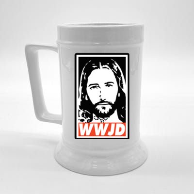 WWJD What Would Jesus Do Poster Design Beer Stein