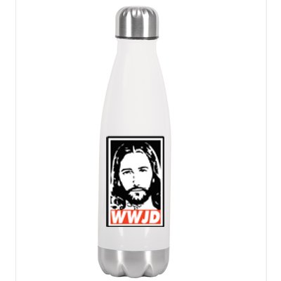 WWJD What Would Jesus Do Poster Design Stainless Steel Insulated Water Bottle