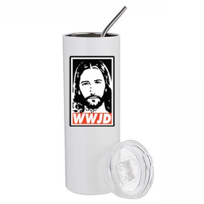 WWJD What Would Jesus Do Poster Design Stainless Steel Tumbler